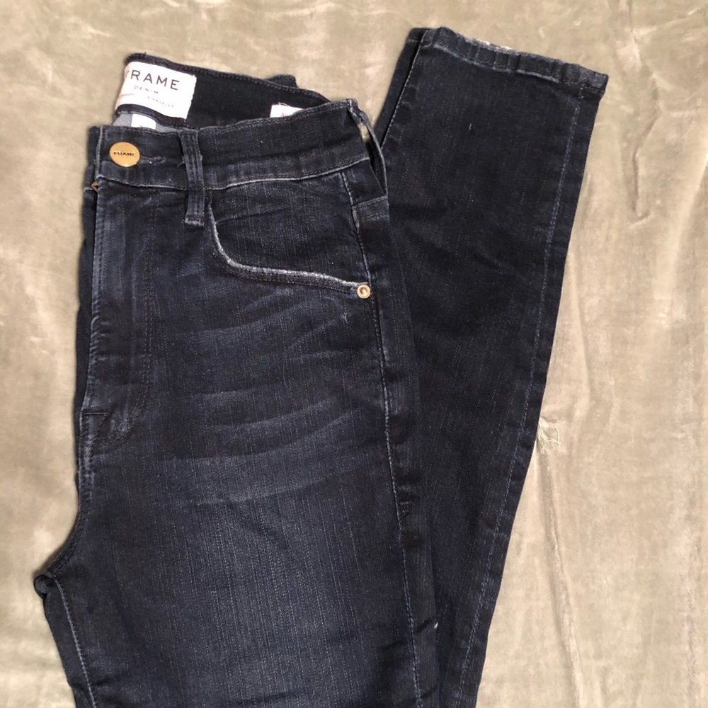 FRAME | Ali High Rise Skinny Jeans, Dark Wash, 24